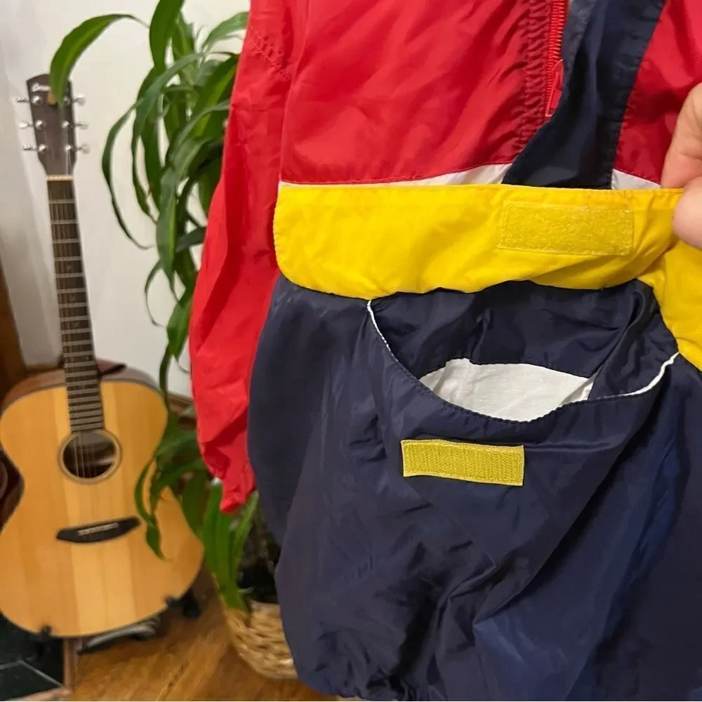 Rad Retro Italian Vintage 1990s Primary Colorblock Winbreaker Pillover Jacket